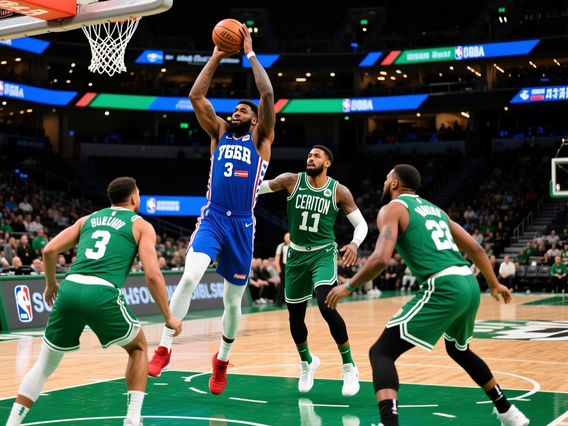 76人击败凯尔特人,恩比德32分23篮板带队取胜 第3张